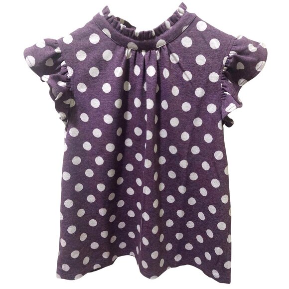 NWT Voy Purple Polka Dot Ruffle Sleeve Top W/ Back Neck Tie Size SMALL - Picture 5 of 8